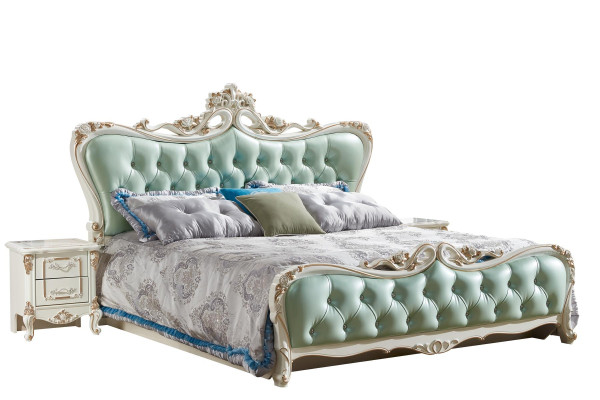 Diseño de cama Muebles de dormitorio Equipamiento Turquesa Camas Chesterfield