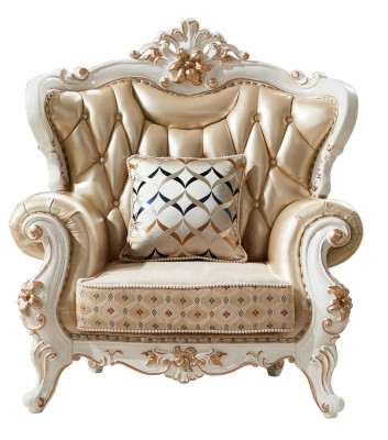 Sillón Beige Diseño Elegante Sillón de Cuero Clásico Sala de Estar de Lujo