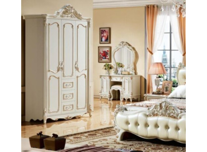 Armario de tres puertas blanco de estilo barroco rococó Armarios de madera