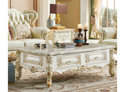 Mesa de centro clásica 150x90 mesa auxiliar de sofá grande imitación de mármol