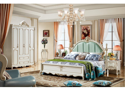 Cama Azul Hermoso Diseño Elegante Dormitorio Acolchado Cuero Camas
