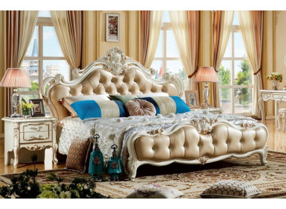 Cama de dormitorio real 180x200 estilo barroco Chesterfield camas de cuero