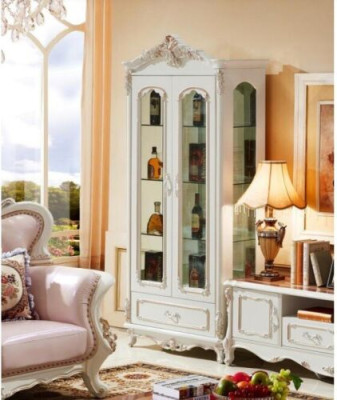 Vitrina clásica gabinete de vidrio armario de madera blanco armarios muebles mobiliario.
