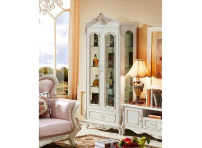 Vitrina clásica gabinete de vidrio armario de madera blanco armarios muebles mobiliario.