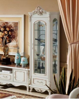 Vitrina de madera individual Vitrina Gabinete de cristal Armarios Muebles Art déco Blanco