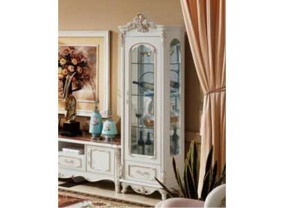 Vitrina de madera individual Vitrina Gabinete de cristal Armarios Muebles Art déco Blanco