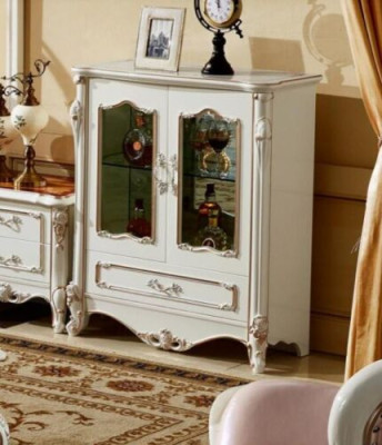 Vitrina Vitrinas Armario de madera Armario de vidrio Armarios Color blanco Muebles Lujo
