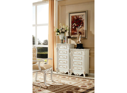 Juego de dormitorio blanco Diseño Elegante 2x Cómoda Muebles clásicos de lujo 2 piezas.