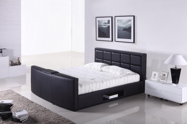 Cama con soporte de televisor con elevador dormitorio camas tapizadas dobles