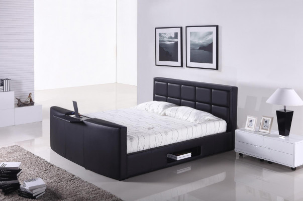 Cama con soporte de televisor con elevador dormitorio camas tapizadas dobles