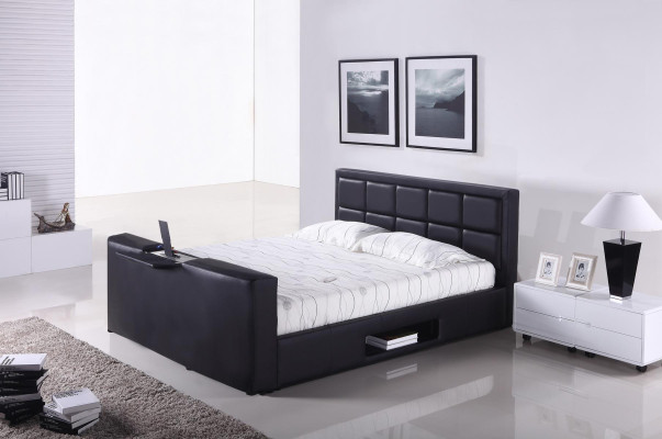 Cama con soporte de televisor con elevador dormitorio camas tapizadas dobles
