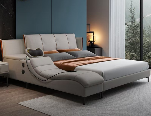 Cama de cuero de diseño de lujo doble multifunción con sonoridad nueva para hotel.