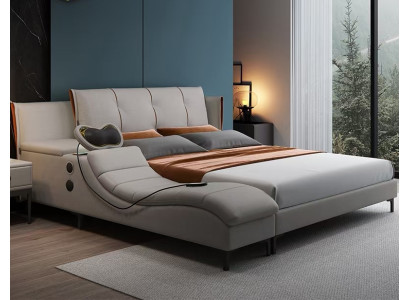Cama de cuero de diseño de lujo doble multifunción con sonoridad nueva para hotel.