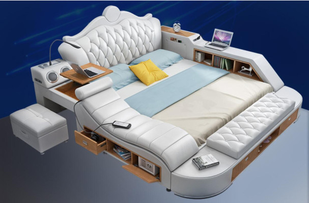 Chesterfield cama doble de diseño de lujo, camas tapizadas 180x200 multifunción