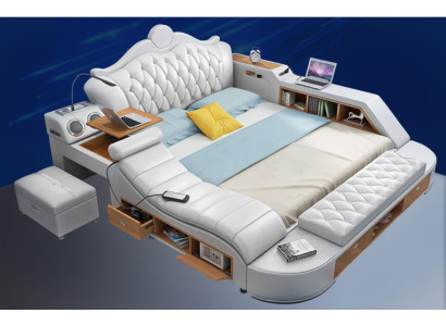 Chesterfield cama doble de diseño de lujo, camas tapizadas 180x200 multifunción