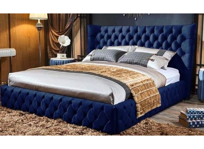 Camas Chesterfield Desi180x200gn Cama doble Muebles Tapicería Textil Azul Cama Nueva