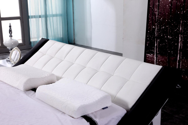 Diseño de cama Camas digitales USB Lujo Muebles de dormitorio de cuero Doble