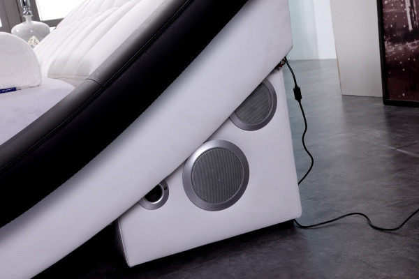 Diseño de cama digital USB de lujo para dormitorio en cuero doble.