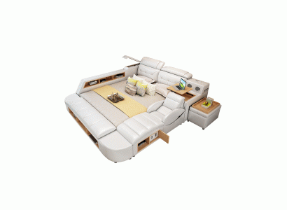 Cama de cuero multifuncional 180x200 estructura de cama diseño de cuero camas acolchadas.