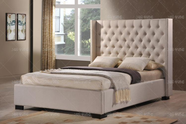 Chesterfield Dormitorio Doble Cama Diseño Cuero Cama de Lujo Hotel