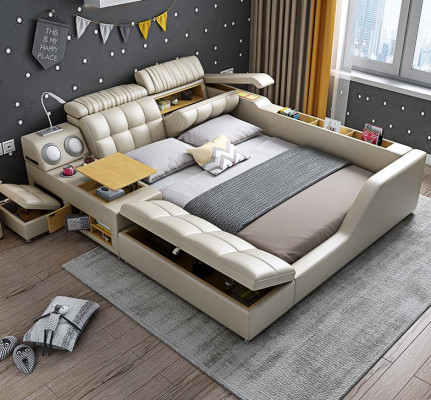 Cama doble tapizada dormitorio 180x200cm cama multifuncional camas