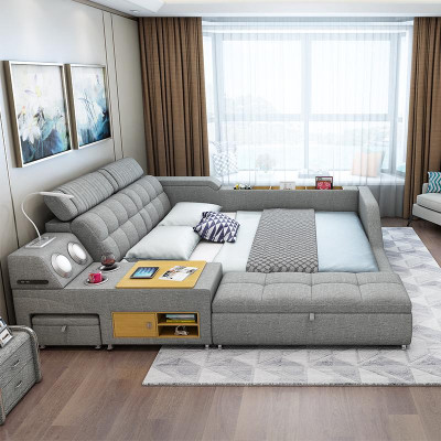 Cama doble tapizada dormitorio 180x200cm cama multifuncional camas
