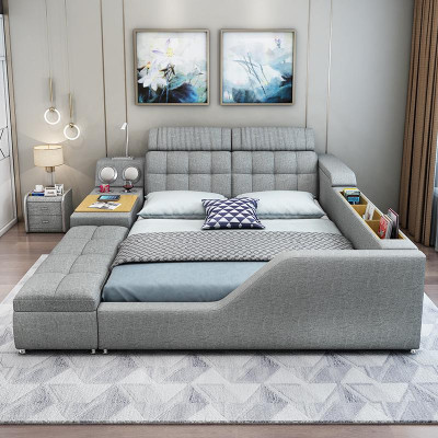 Cama doble tapizada dormitorio 180x200cm cama multifuncional camas