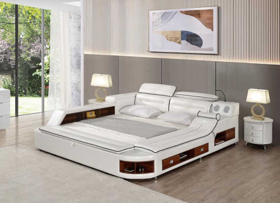 Diseño de cama de cuero con doble estante, camilla de masaje multifuncional para hoteles.