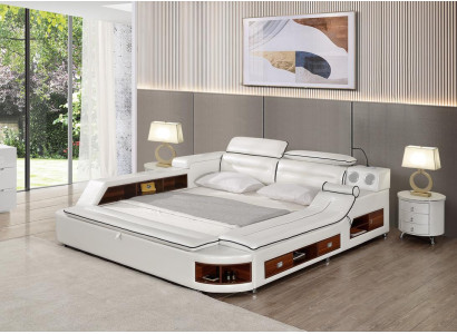 Diseño de cama de cuero con doble estante, camilla de masaje multifuncional para hoteles.