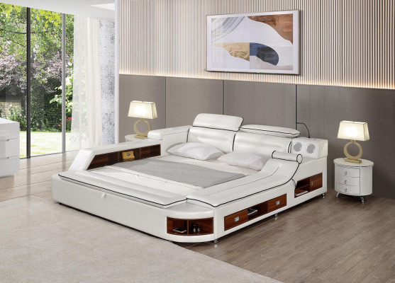 Diseño de cama de cuero con doble estante, camilla de masaje multifuncional para hoteles.