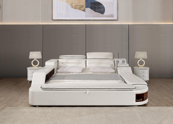 Diseño de cama de cuero con doble estante, camilla de masaje multifuncional para hoteles.