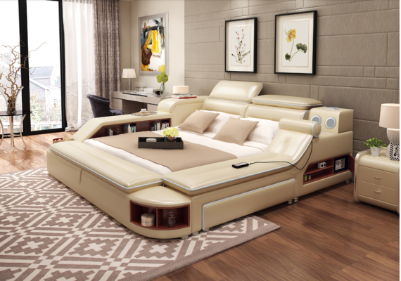 Cama multifunción con caja fuerte, función de calefacción, puerto USB y sonido. Cama doble nueva.