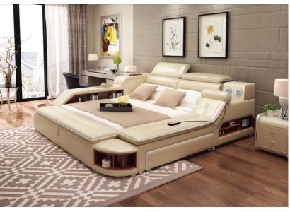 Cama multifunción con caja fuerte, función de calefacción, puerto USB y sonido. Cama doble nueva.
