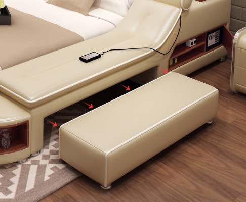Cama multifunción con caja fuerte, función de calefacción, puerto USB y sonido. Cama doble nueva.