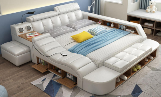 Diseño cama XXL, camas grandes, cuero, acolchado, hotel 180x200cm, multifunción.