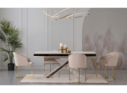 Mesa de comedor de columnas con 6 sillas con respaldo, conjunto de mesa de comedor con 6 sillas.