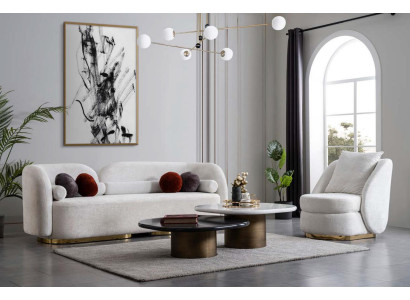 Muebles de lujo para la sala de estar. Juego de sala de 3+1 con mesa de centro. Conjunto de sofás de 4 piezas.