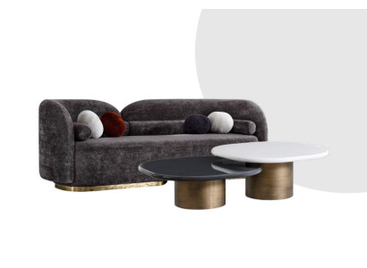Sofá cómodo de tres plazas para la sala de estar. Estilo moderno. Nuevo modelo.