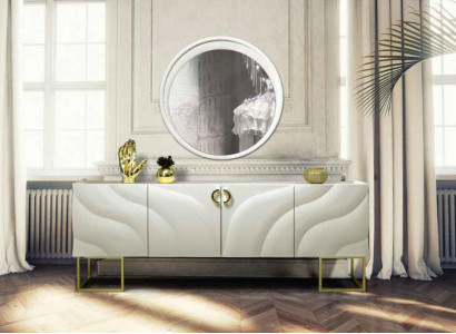 xxl Aparador de lujo Sideboard armario con espejo 220cm Lowboard cómoda