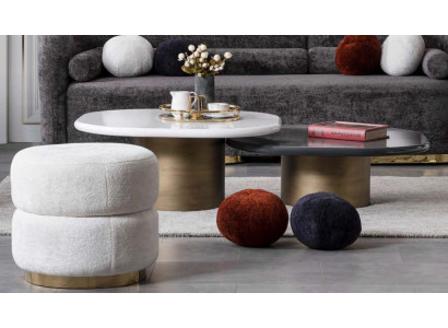 Mesa de centro de diseñador 2x Blanco y Negro Estilo moderno para sala de estar Modelo