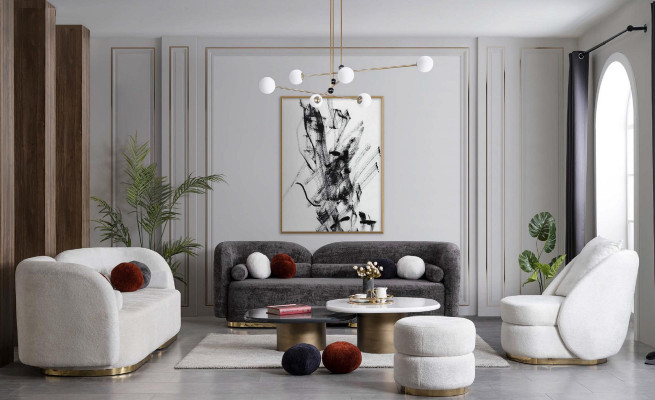 Mesa de centro de diseñador 2x Blanco y Negro Estilo moderno para sala de estar Modelo