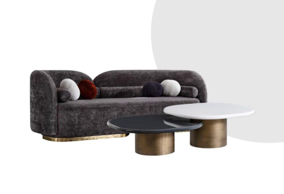 Mesa de centro de diseñador 2x Blanco y Negro Estilo moderno para sala de estar Modelo