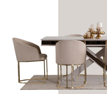 Mesa de comedor de lujo Silla de respaldo Muebles Mobiliario Cojín de asiento Sillas