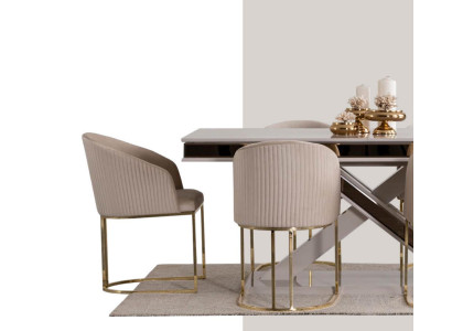 Mesa de comedor de lujo Silla de respaldo Muebles Mobiliario Cojín de asiento Sillas
