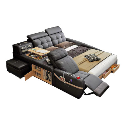 Función de masaje en cama multifuncional Deluxe, cama de hotel, tapizado, Led, usb, radio.