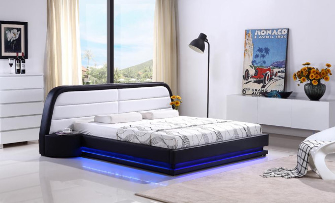 Camas Textil Cuero Hotel Lujo Tapicería Diseño Madera Cama de diseñador