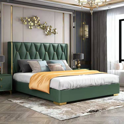 Modernas camas de lujo en el dormitorio italiano Diseño de cama doble de lujo nuevo