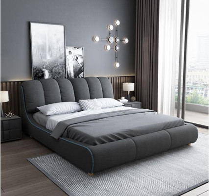 Diseño de cama de madera moderna 180x200 para dormitorio matrimonial de lujo en hotel.