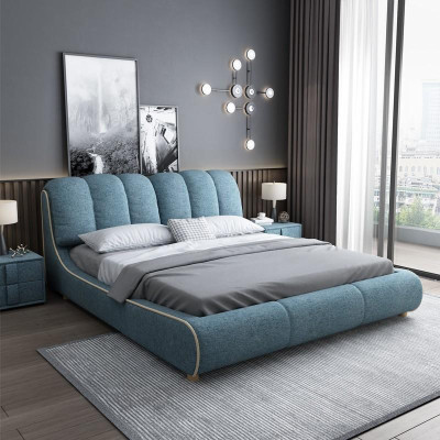 Diseño de cama de madera moderna 180x200 para dormitorio matrimonial de lujo en hotel.