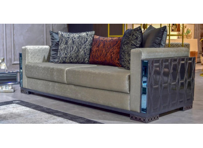 Sofá de lujo de tres plazas Sofás de 3 plazas Diseño de asiento marrón Metal con textil